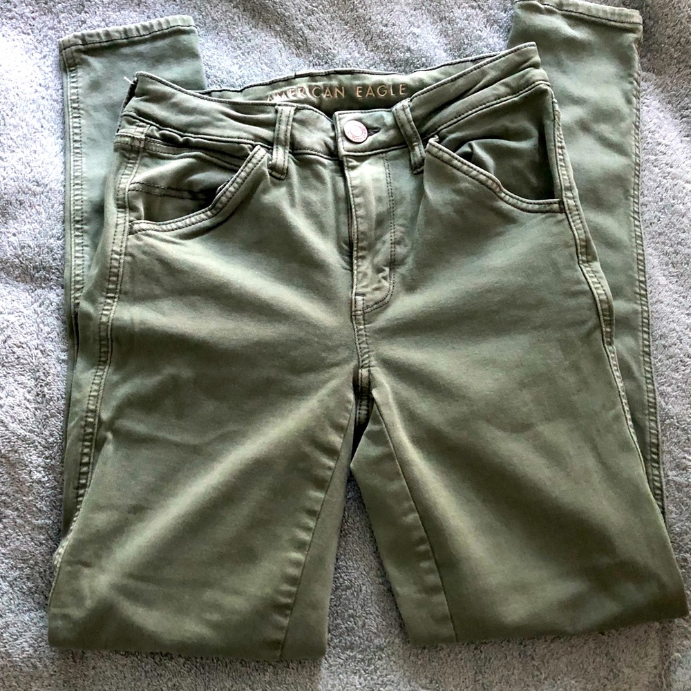 American Eagle 4 stretchy hi-rise green jeggings pants